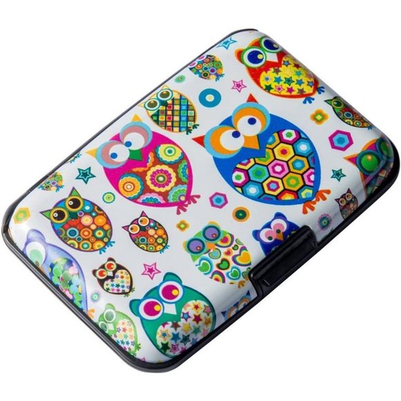 Men Women Owl Mini RFID Aluminum Wallet Credit Cards Holder Business Card Case - Picture 1 of 7
